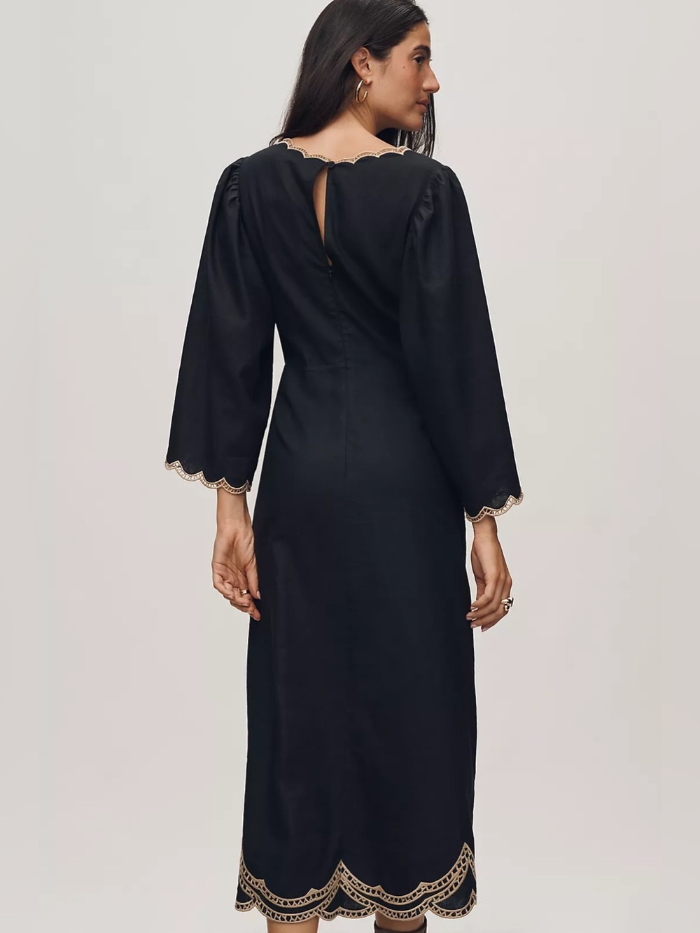 Farm Rio x Anthropologie Long-Sleeve Cutout Embroidered Midi Dress - Picture 3 of 3